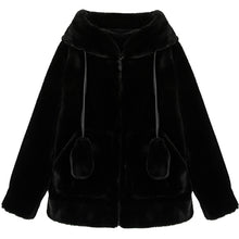 Load image into Gallery viewer, Nerazzurri Spring fluffy jacket with rabbit ears raglan sleeve zipper hoodie
