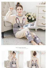Load image into Gallery viewer, Bunny Flannel Pyjamas Sets Thick Long Sleeve
