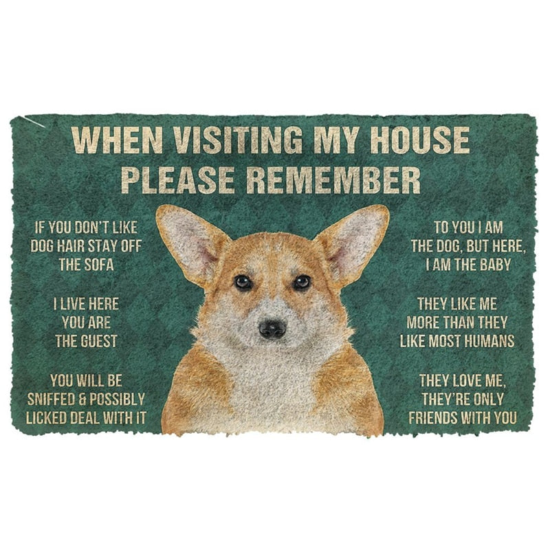 Corgi House Rules  Doormat Non Slip