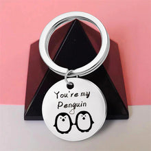 Load image into Gallery viewer, Penguin Pendant Heart Keychain
