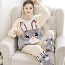 Load image into Gallery viewer, Bunny Flannel Pyjamas Sets Thick Long Sleeve
