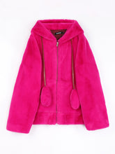 Load image into Gallery viewer, Nerazzurri Spring fluffy jacket with rabbit ears raglan sleeve zipper hoodie
