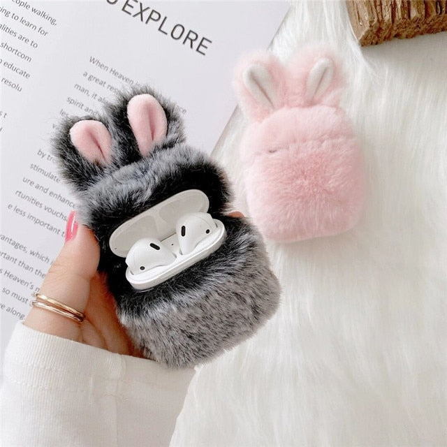 Fluffy Rabbit Earphone Case For Apple Airpods 1 2 Pro Cover