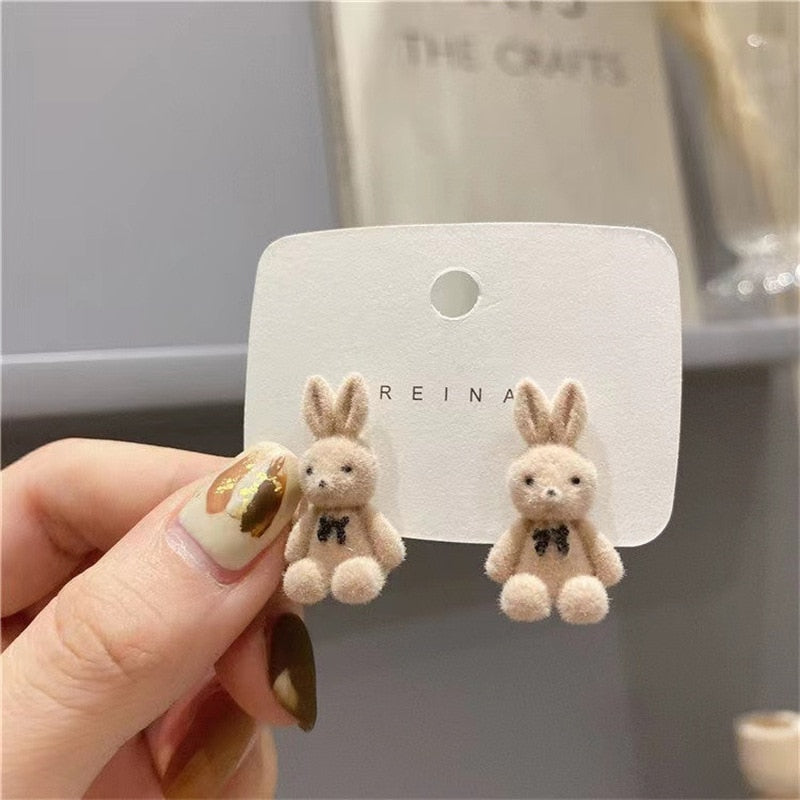 Adorable Cute Rabbit Plush Stud Earrings