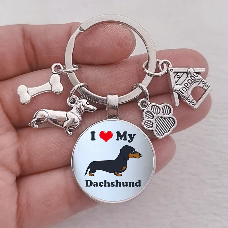 I Love Dachshunds Keychain
