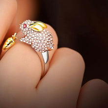 Load image into Gallery viewer, Adjustable Cute  Bunny Crystal Ring
