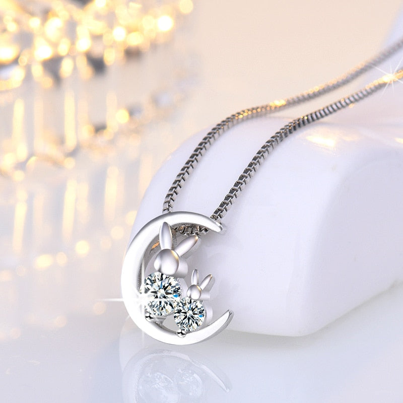 Luxury Shiny Crystal Rabbit Pendant Chain Necklace