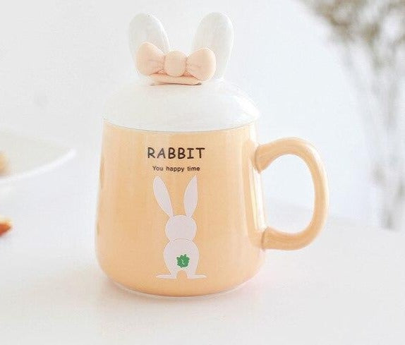 Rabbit Ceramic Coffee Mug with Lid