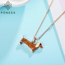 Load image into Gallery viewer, Ponees Crystal Pendant Dachshund Necklace
