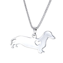 Load image into Gallery viewer, Dachshund silver heart  Necklaces
