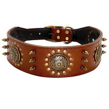 Load image into Gallery viewer, Dogs Leather Spiked Studded Collar
