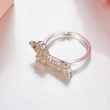 Load image into Gallery viewer, Dachshund Sterling Silver Ring with Zircon
