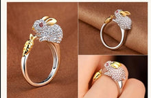 Load image into Gallery viewer, Adjustable Cute  Bunny Crystal Ring
