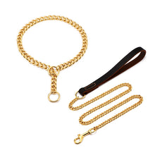 Load image into Gallery viewer, Rottweiler Gold Collars chain and Leash

