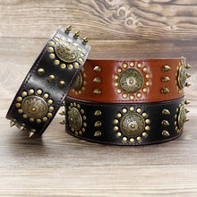 Load image into Gallery viewer, Dogs Leather Spiked Studded Collar
