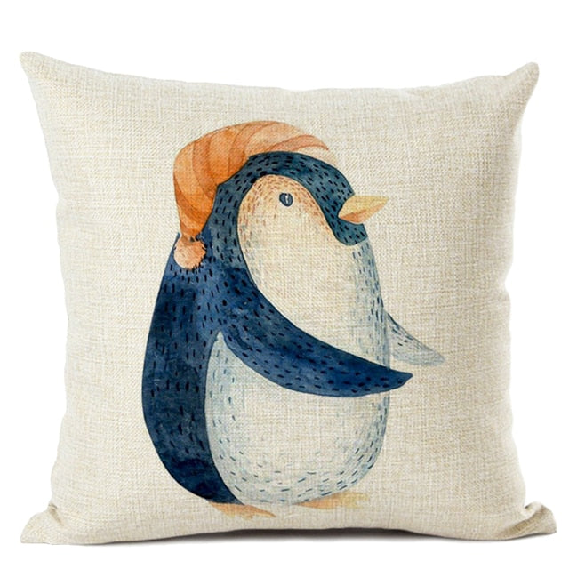 Penguin Printed Sofa Cushion Pillow Case