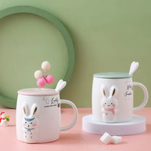 Load image into Gallery viewer, Cute Rabbit Ceramics Mug With Lid and spoon
