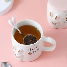 Load image into Gallery viewer, Cute Rabbit Ceramics Mug With Lid and spoon
