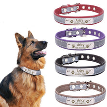 Load image into Gallery viewer, Leather Dog Collar  Engraved ID Tag Nameplate

