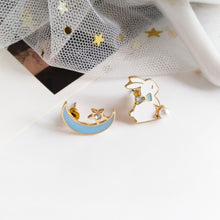 Load image into Gallery viewer, Moon Stars Rabbit Dangle Earrings
