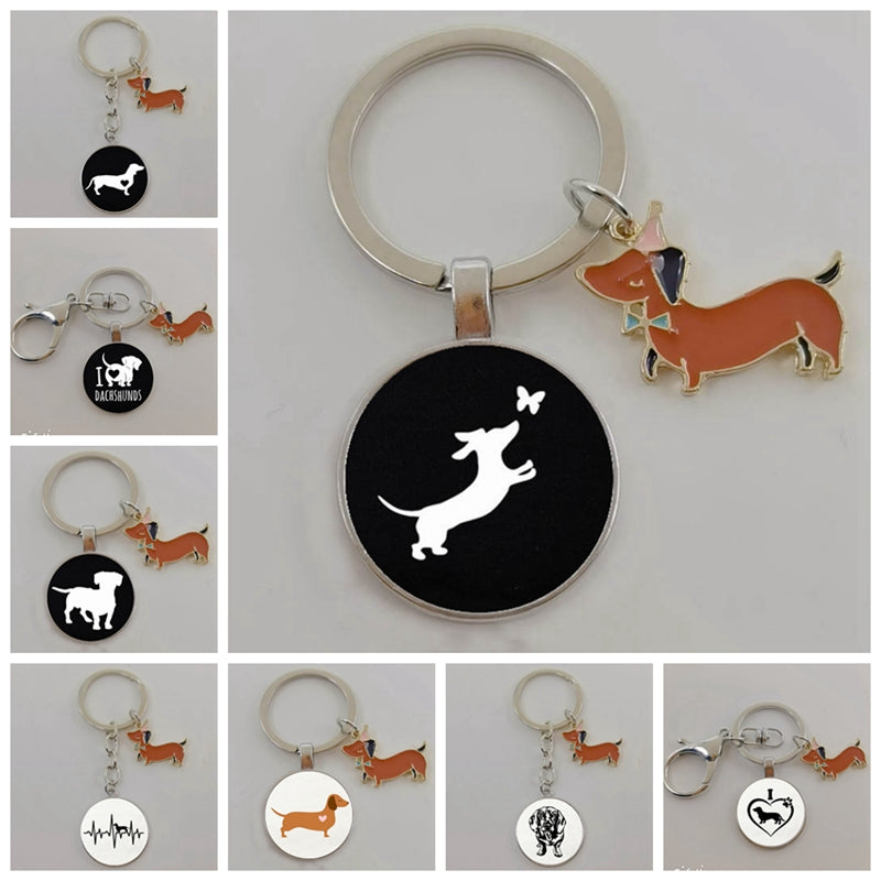 Cute dachshund pendant keychain